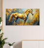 White Canvas Framed Majestic Equine Serenity in Nature Wall Painting(24X48 Inch)