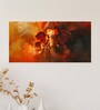 White Canvas Framed Majestic Ganesha on Orange Canvas Wall Painting(12X24 Inch)