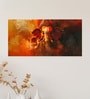White Canvas Framed Majestic Ganesha on Orange Canvas Wall Painting(24X48 Inch)