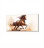 White Canvas Framed Majestic Horse Galloping Through Dust Wall Painting(18X36 Inch)