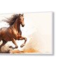 White Canvas Framed Majestic Horse Galloping Through Dust Wall Painting(18X36 Inch)