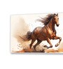 White Canvas Framed Majestic Horse Galloping Through Dust Wall Painting(18X36 Inch)