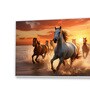 White Canvas Framed Majestic Horses Galloping at Sunset Wall Painting(18X36 Inch)