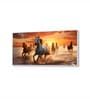 White Canvas Framed Majestic Horses Galloping at Sunset Wall Painting(12X24 Inch)