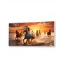 White Canvas Framed Majestic Horses Galloping at Sunset Wall Painting(18X36 Inch)