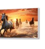 White Canvas Framed Majestic Horses Galloping at Sunset Wall Painting(18X36 Inch)