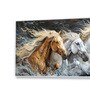 White Canvas Framed Majestic Horses Galloping Through Meadow Wall Painting(12X24 Inch)