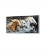 White Canvas Framed Majestic Horses Galloping Through Meadow Wall Painting(12X24 Inch)