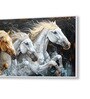 White Canvas Framed Majestic Horses Galloping Through Meadow Wall Painting(18X36 Inch)