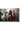White Canvas Framed Majestic Horses in Dramatic Flight Wall Painting(24X48 Inch)