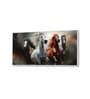 White Canvas Framed Majestic Horses in Dramatic Flight Wall Painting(24X48 Inch)