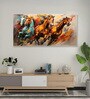 White Canvas Framed Majestic Horses in Ethereal Flight Wall Painting(24X48 Inch)