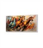 White Canvas Framed Majestic Horses in Ethereal Flight Wall Painting(24X48 Inch)