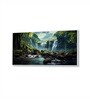 White Canvas Framed Serene Forest wild Waterfall Wall Painting(24X48 Inch)