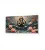 White Canvas Framed Serene Ganehsa on Nature Harmony Wall Painting