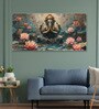 White Canvas Framed Serene Ganehsa on Nature Harmony Wall Painting