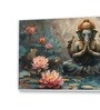 White Canvas Framed Serene Ganehsa on Nature Harmony Wall Painting