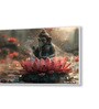 White Canvas Framed Serene Ganesha on Lotus Blossom Wall Painting