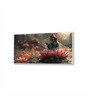 White Canvas Framed Serene Ganesha on Lotus Blossom Wall Painting