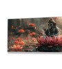 White Canvas Framed Serene Ganesha on Lotus Blossom Wall Painting