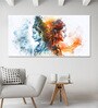 White Canvas Framed Shiva's Colorful Duality Wall Painting(18X36 Inch)