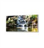White Canvas Framed Tropical Oasis Waterfall Escape Wall Painting(12X24 Inch)