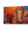White Canvas Framed Vibrant Ganesha Artistry in Color Wall Painting(24X48 Inch)