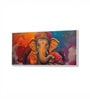White Canvas Framed Vibrant Ganesha Artistry in Color Wall Painting(24X48 Inch)