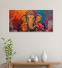 White Canvas Framed Vibrant Ganesha Artistry in Color Wall Painting(24X48 Inch)