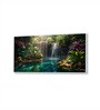 White Canvas Framed Woodland Waterfall Serenity Wall Painting(18X36 Inch)