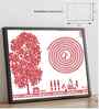 White Canvas Printed Warli Framed Art