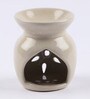 White Ceramic & Wax Aroma Candle Diffuser With Sandal Oil