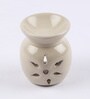 White Ceramic & Wax Aroma Candle Diffuser With Sandal Oil