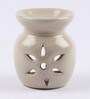 White Ceramic & Wax Aroma Candle Diffuser With Sandal Oil