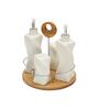 White Ceramic 4Pcs Condiments Sets With Tray