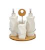 White Ceramic 4Pcs Condiments Sets With Tray