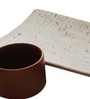 Rectangle Ceramic Serving Platters (Set of 2) with Dip Bowl
