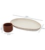 Oval White 10 Inch Ceramic (Set of 2) Appetizer Platter with Dip Bowl