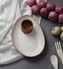 Oval White 10 Inch Ceramic (Set of 2) Appetizer Platter with Dip Bowl