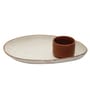 Oval White 10 Inch Ceramic (Set of 2) Appetizer Platter with Dip Bowl
