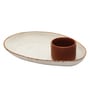 Oval White 10 Inch Ceramic (Set of 2) Appetizer Platter with Dip Bowl