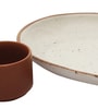 Oval White 10 Inch Ceramic (Set of 2) Appetizer Platter with Dip Bowl