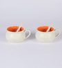 Marvel 450ml White & Orange Ceramic (Set of 2) Dinner Bowl