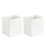 White Ceramic Square Table Top Pot Set Of 2