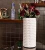 White Ceramic Zig Zag Blossom 3D Vase
