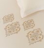 White Embroidered 210 TC Cotton King Sized Bedsheet with 2 Pillow Covers