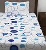 White Geometric 186 TC 100% Cotton Single Bed Sized Bed Sheets With 1 Pillow Cover