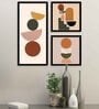 Classic Motif Engineered Wood Framed Abstract Art Prints (Set of 3)