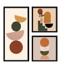 Classic Motif Engineered Wood Framed Abstract Art Prints (Set of 3)