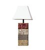 Margot White Cloth Shade Night Lamp With Wood Base